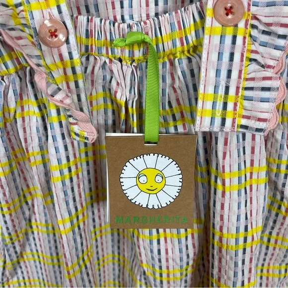 NWT Margherita Girls Multi Check Pinafore Dress with Frill Sz 6